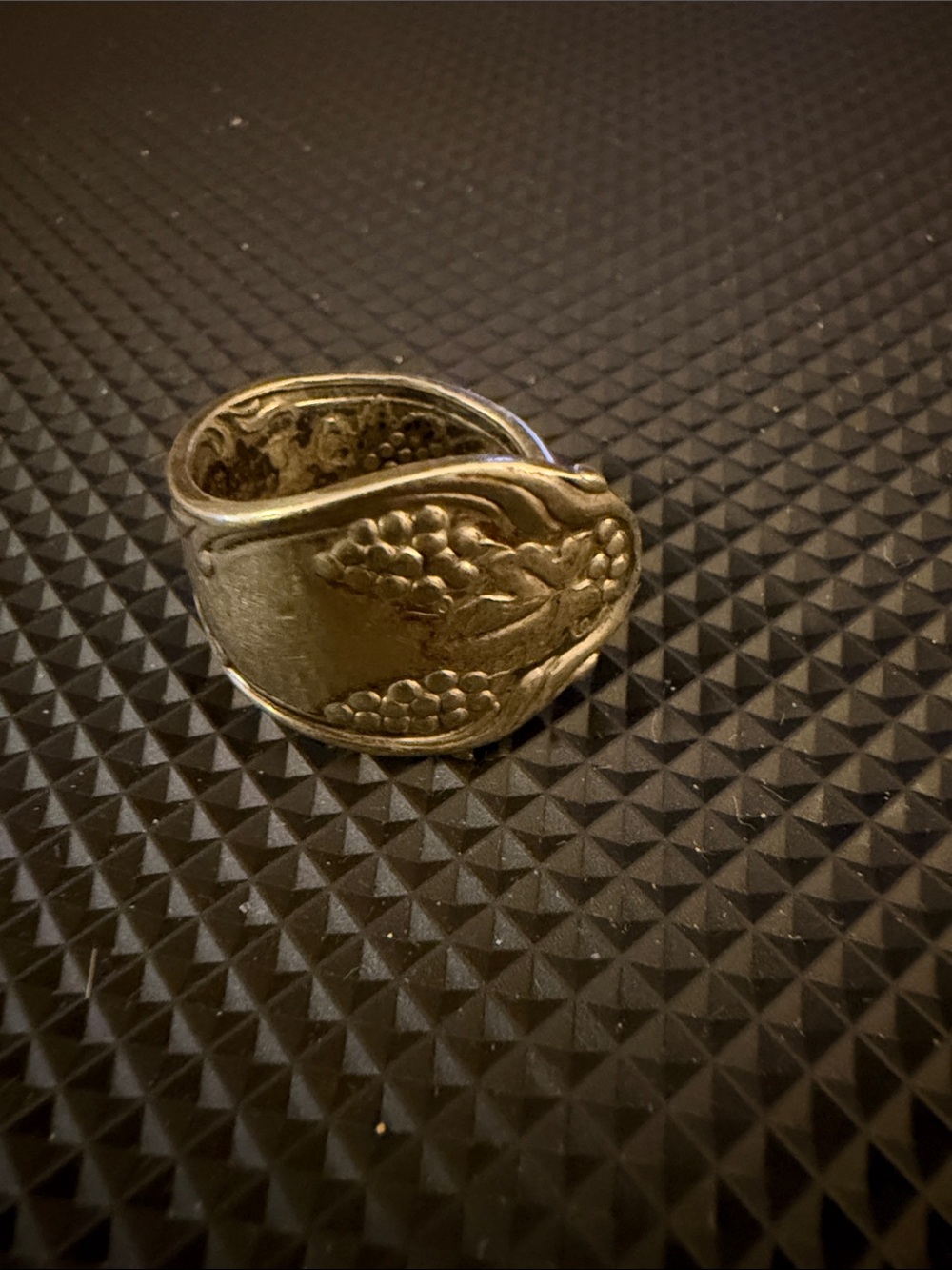 Vintage Style Floral Spoon Ring in Antique Silver